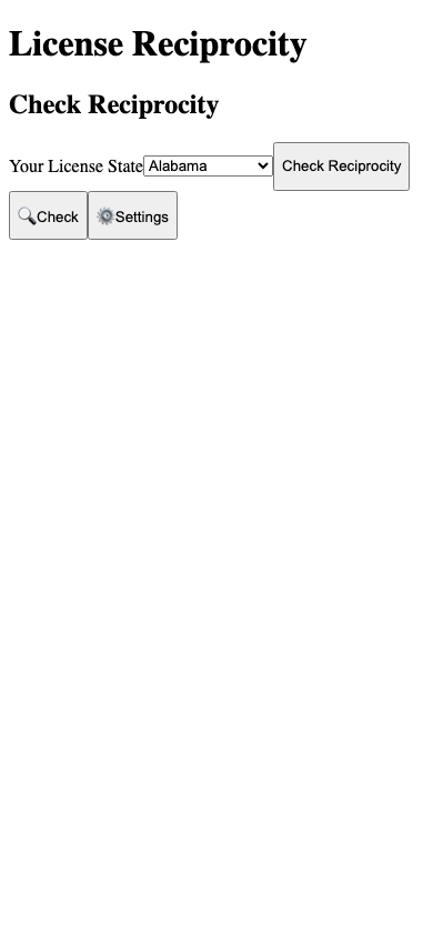 license reciprocity Pro export example