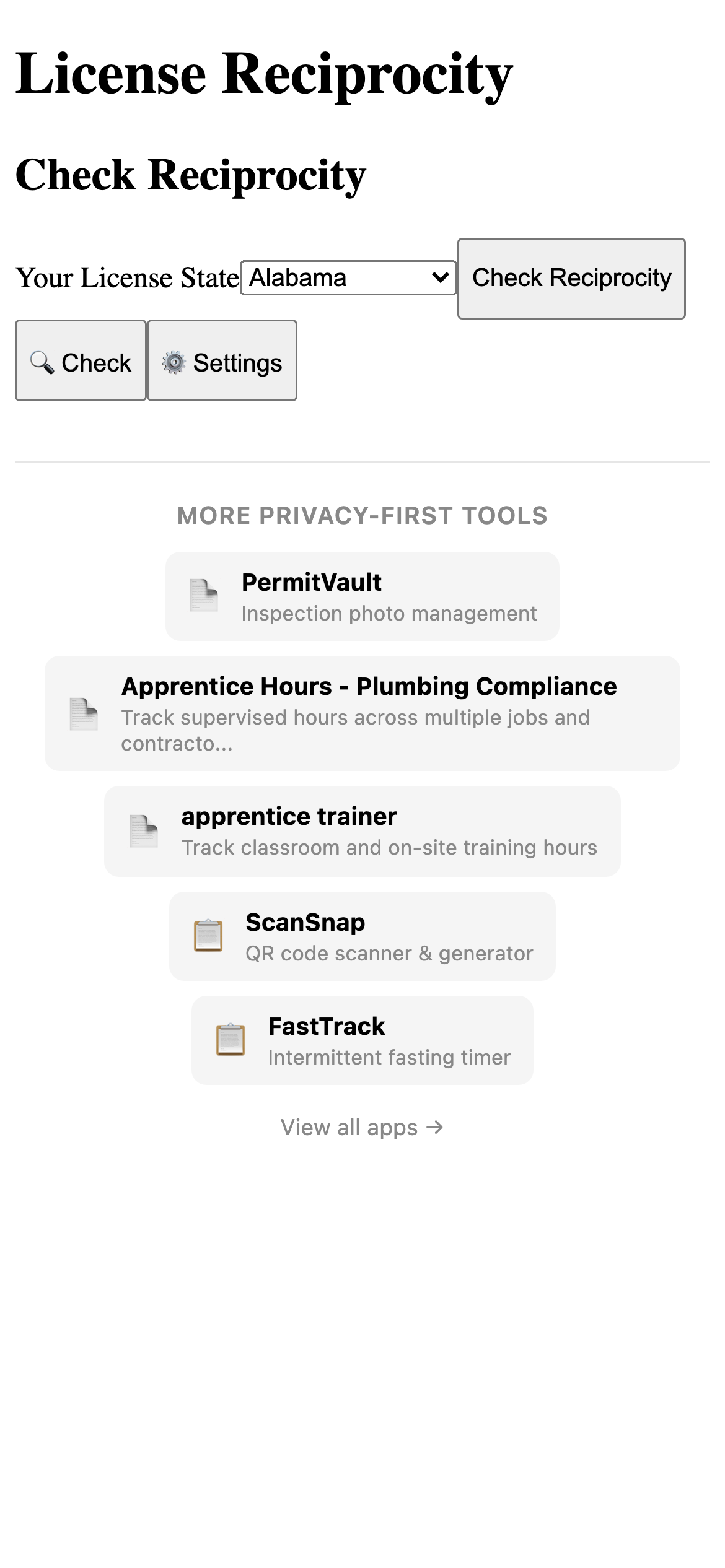 license reciprocity Pro main interface